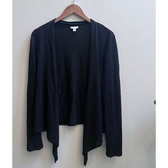 J. Jill Black Linen Blend Lightweight Open Front Cardigan Women's Size M Tall - Picture 1 of 5